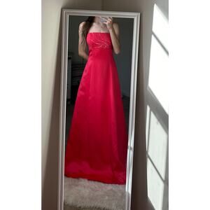 Vintage Y2K 90s Betsy & Adam by Jaslene Pink Sequin Beaded Tie Long Dress